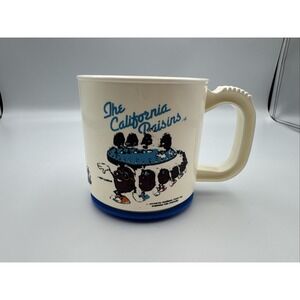 Vintage 1987 The California Raisins Plastic Mug White Souvenir Cup